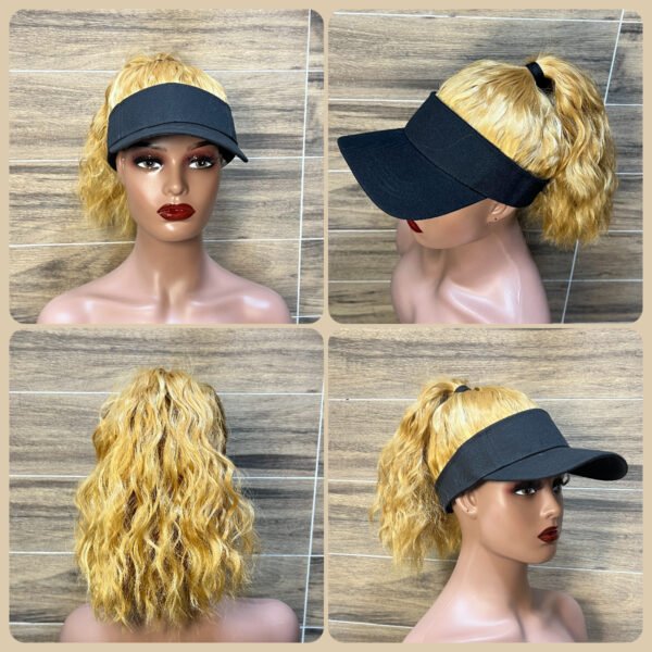 vissor_黑帽_金色玉米须马尾 Quick Go | Aero Visor – High Ponytail with Micro-textured Waves