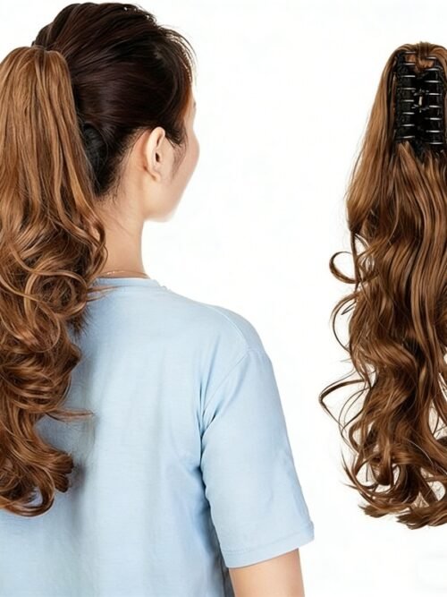 Clip-in Ponytail Hair Extension 22 Inches Wavy CurlySynthetic Wig For Women High-Quality Hairpiece Easy-to-Wear Lightweight