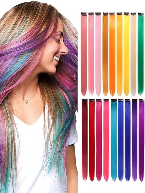Color Hair Hanging Ear Dyed Wig Set Hair Extension Color Stripes Hot Color