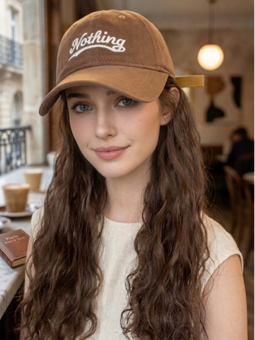 Quick Go | Tumbled Toffee – "Nothing" Distressed Cap with Wooly Hair