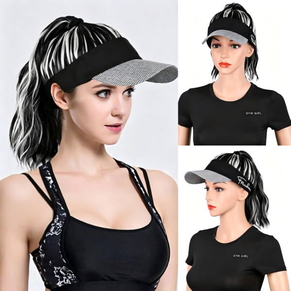 Quick Go | Instant Ready Sporty Visor | Visor with Hair Attached