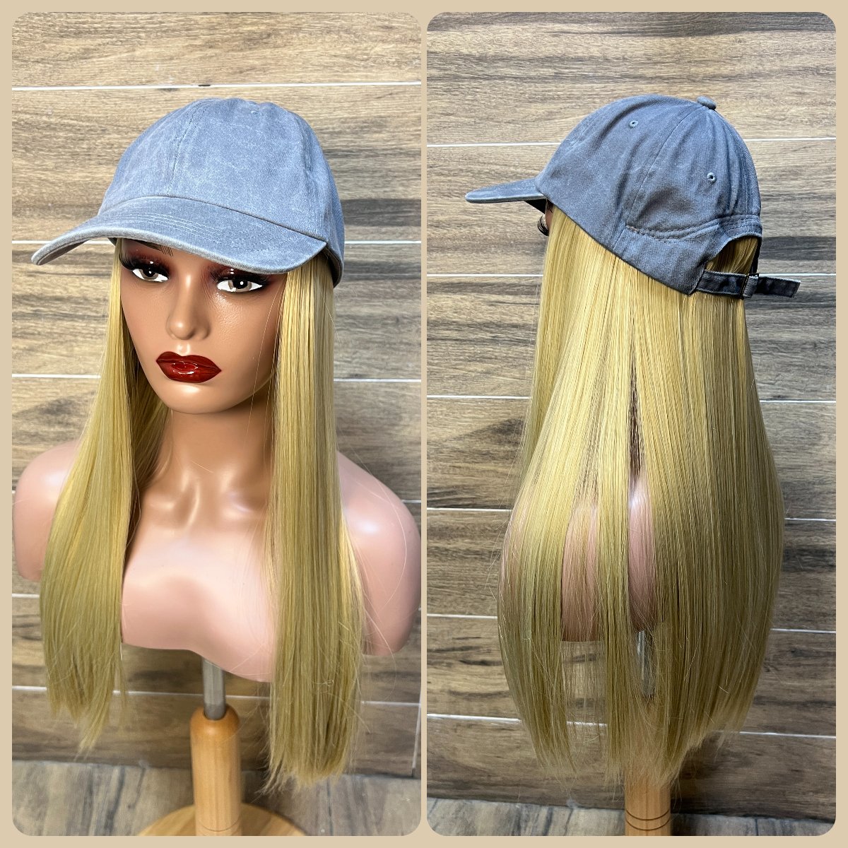 Vintage Sleek | Long Silky Straight | Baseball Cap-wig - Image 1